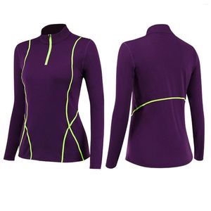 Sudaderas con capucha para mujer Mujeres Invierno H Fitness Running Yoga Traje de manga larga Elástico Apretado Soporte Collar Deportes Sudadera Top Completo