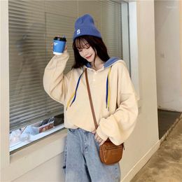 Sweats à capuche pour femmes femmes avec chapeau lambrissé printemps-automne pulls de loisirs minces à capuche chair Kawaii étudiants sweats de style coréen