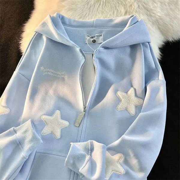 Sudadera con capucha para mujeres y2k harajuku sólido color estelar sudadera con capucha sudadera coreana prepy stream para hombres mujeres otoño cárdigan causal