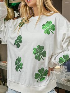 Dames Hoodies Y2k Dames Ierse St Patricks Day Sweatshirt Shamrock Clover Lange mouwen Crew Neck Shirts Losse Fit Tops Trui