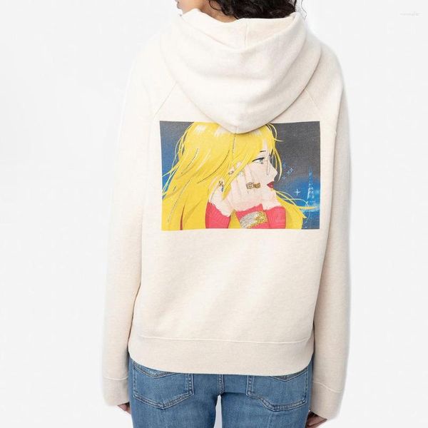 Sudadera con capucha para mujeres zessam cabello amarillo niña gráfica sudadera con capucha sudadera con capucha para mujeres ala de diamante femenino vintage casual dama top 2023