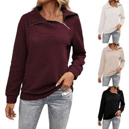 Hoodies femininos com zíper gola alta moda solta moletom cor jaqueta ajuste vestuário colla