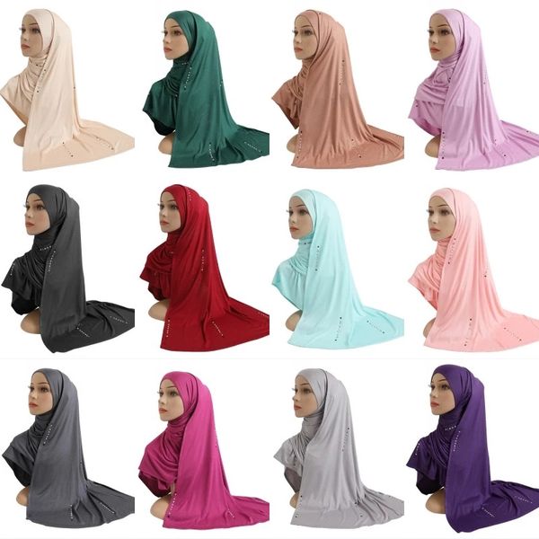 Bufanda larga de la bufanda larga de las mujeres Hijabs suave Musulmán Ramadán envuelto Turban Mantones Mantores Headwear Malasia Señoras Daily Headscarf Bufandas