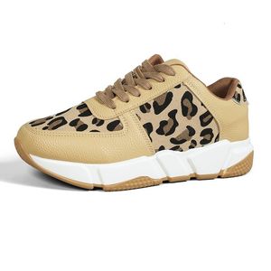 Femmes s ing chaussures habillées à lacets de baskets épais semets rond à orteil bas bas sneaker sneaker de chaussures de léopard oled