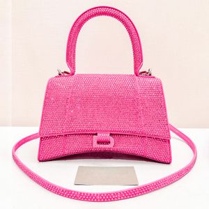 Sacs fourre-tout à bandoulière avec bandoulière en cuir véritable incrusté de diamants pour femmes