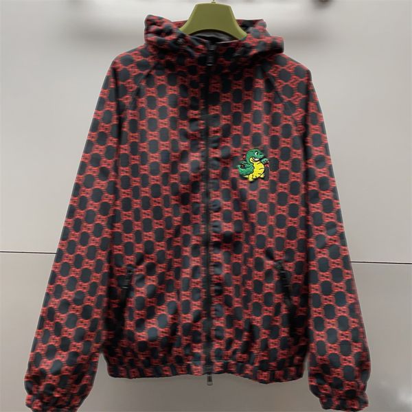 Veste femme assaut manteau à fermeture éclair marque tendance mode américaine printemps et automne coupe ample décontractée motif contrasté rouge et noir broderie de dragon de dessin animé