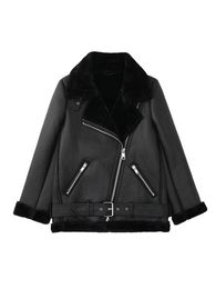 Damesjack Autumn en Winter Fashion Double Sided Jacket Coat Vintage Long Sleeve Zipper Vrouwelijke Outerwear Overhirt 230223
