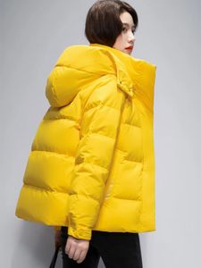 Giacca da donna coreana spessa calda piumino in cotone piumino manica lunga con cappuccio Parka cappotto invernale tasche solido taglie forti soprabito allentato 231127