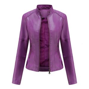 Chaqueta de cuero para mujer, abrigo negro de PU con cuello levantado, motociclista, primavera y otoño, 2023, 230310