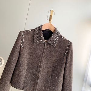 Damesjack Luxe designer Design Rapel kralen Cut Korte Coat 01