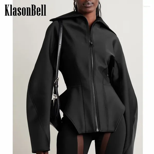 Vestes pour femmes 1.21 Klasonbell Fashion Hem Couleur solide irrégulière Collectez la taille de la taille épissée