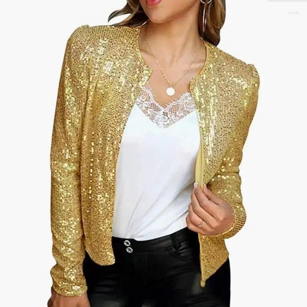 Vestes pour femmes 1pc 2023 Spring Women Fashion All-Match Coat Coat European American Style Sequin décoratif Small Small