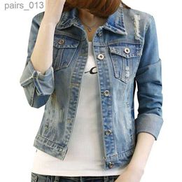 Damesjassen 2017 Zomer Blouson Mode Oversized Denim Veste en jean femme manche longue Cool Jeans 240305