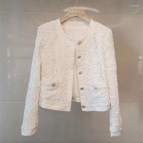 Vestes femme 2022 printemps été femmes français Tweed veste couture dentelle crochet Cardigan