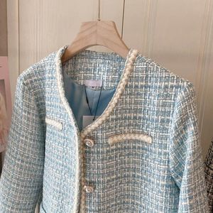 Damesjacks 2022 Tweed Jacket Vintage Fashion Suit Outsed Weer vrouwen vrouwelijk kanaal blazer manteau femme feminino jas