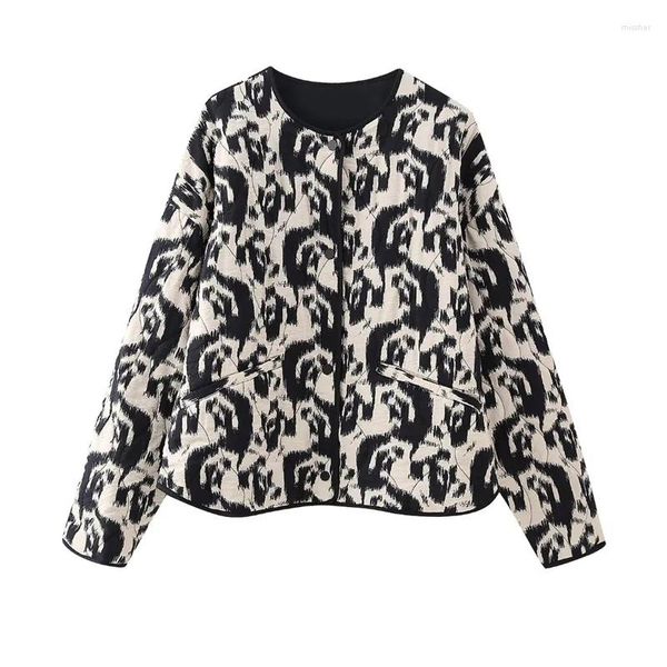 Jackets para mujeres 2023 estampado de animales para mujeres chaqueta de gran tamaño de otoño mujer manga larga botón informal botón