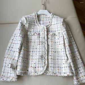 Damesjacks 2023 Aankomstjacht Real Woollen Cloth Trendy Designer Lady Fashion Luxury Top Quality Cotton Breaked Jacket