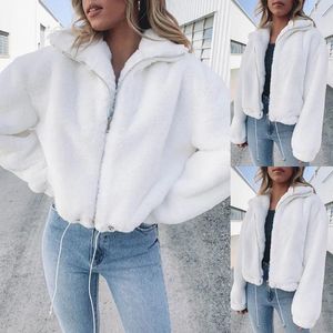 Vestes pour femmes 2023 automne et hiver mode femmes couleur unie haut de gamme Imitation fourrure blanc manteau femme veste W862