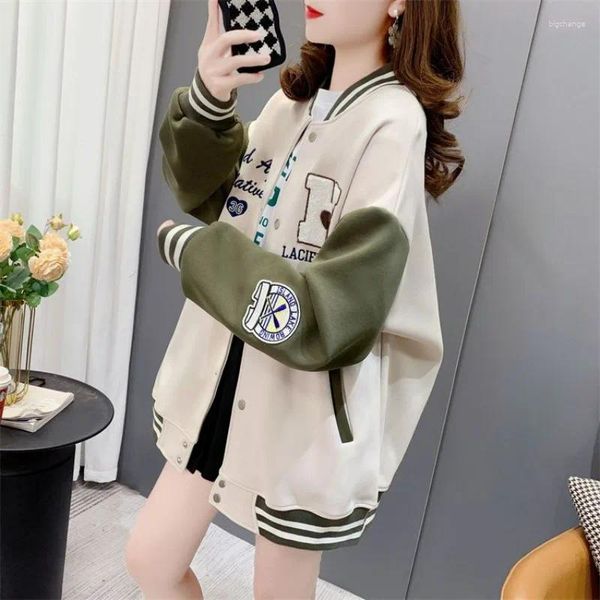 Chaquetas de mujer 2023 otoño béisbol Jersey cárdigan algodón suelto Casual deportes versátil diseño coreano sentido abrigo para mujeres