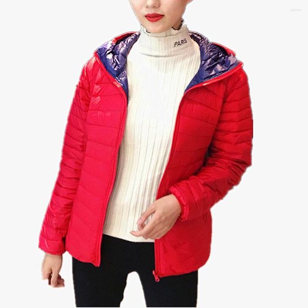 Chaquetas de mujer 2023 Otoño Invierno abrigos casual cortavientos Famale Parkes abrigo cálido básico ligero con capucha Reversible