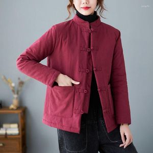 Vrouwen Jassen 2023 Herfst Winter Korte Jas Vrouwen Chinese Retro Verdikte Katoen En Linnen Losse Gewatteerde Jas Casual Mujer chaqueta T697