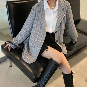 Chaquetas de mujer 2023 Chaqueta de mujer Premium Check Split Loose Versatile Coat