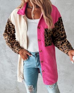 Vestes pour femmes 2023 Vente de loisirs Mode Color Block Léopard Blé Texture Shacket
