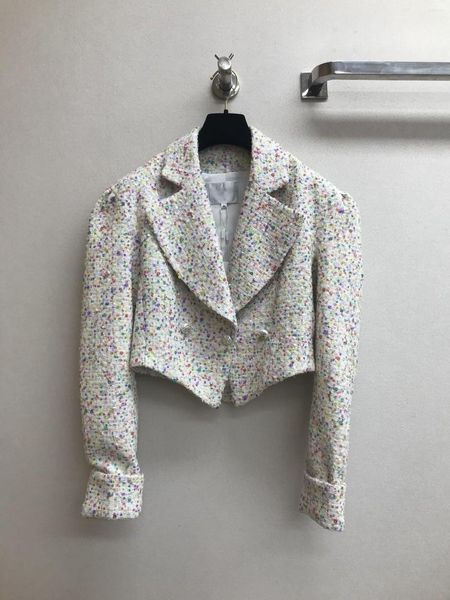 Vestes pour femmes 2023 printemps marque Designer femmes de haute qualité doublure en soie paillettes Tweed manteau court C296