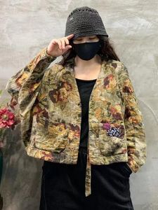 Damesjassen 2023 Lente zomerkleding Koreaanse dames mode losse bedrukte katoenen linnen dames luxe casual vintage bloemenjassen