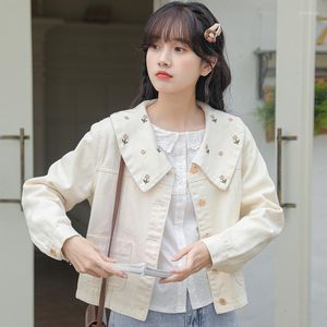 Vestes pour femmes 2023 printemps été femmes manteau mode fleurs polyvalentes brodées à manches longues lâche poupée cou veste