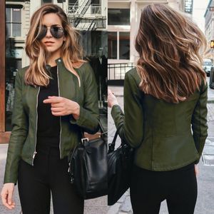 Vestes Femmes 2023 Printemps Veste en cuir pour femme Slim Mince PU Femmes Casual Manteaux à manches longues Outwear Faux Plus Taille