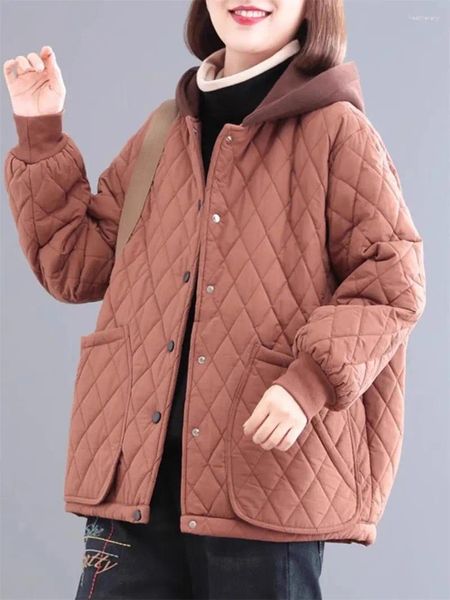 Vestes Femmes 2023 Version coréenne d'hiver Lâche Grande taille Sweat à capuche en coton Veste Mode Épaissi Casual Manteau court pour les femmes Z3892