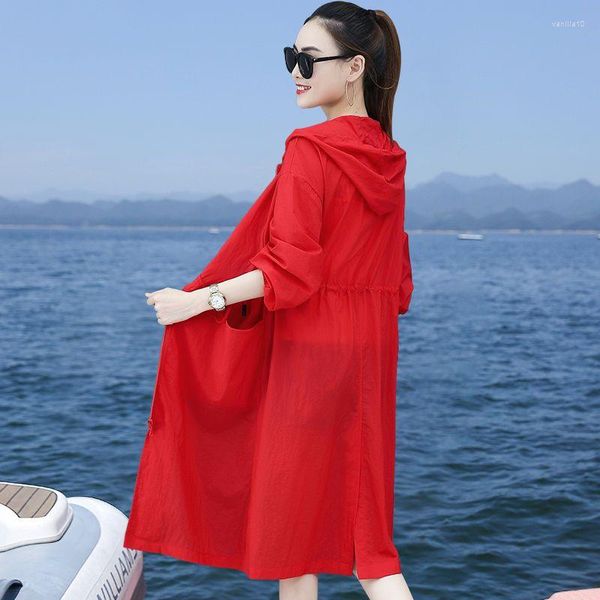 Vestes pour femmes 2023 femmes coréenne Losse crème solaire femmes veste UV mince manteau à capuche solide Protection solaire vêtements été femme vêtements A437