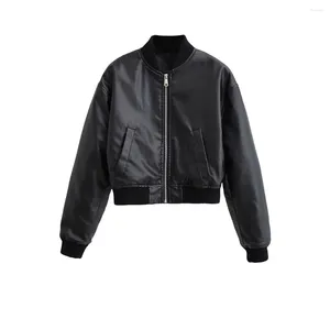 Damesjassen 2024 Autumn Fashion Feng Shui Wash Faux Leather Flight Jacket katoenen jas