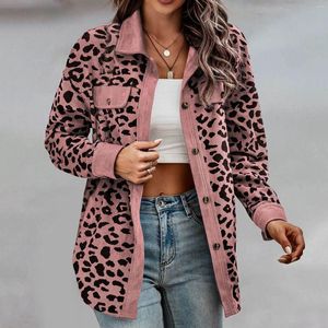 Vestes Femmes 2024 Automne Femmes Casual Lâche Léopard Imprimer Longs Manteaux Bouton Unique Hiver Femme Outwear Mode Streetwear