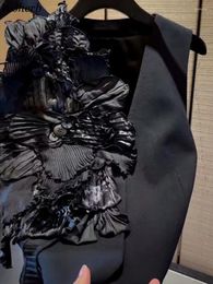 Vestes Femmes 2024 Ropa Mujer Y2k Tempérament Dames Tops Vintage Gilet Pour Femmes Col Sans Manches Costumes 3D Fleur Coréenne Chic Tunique Réservoirs