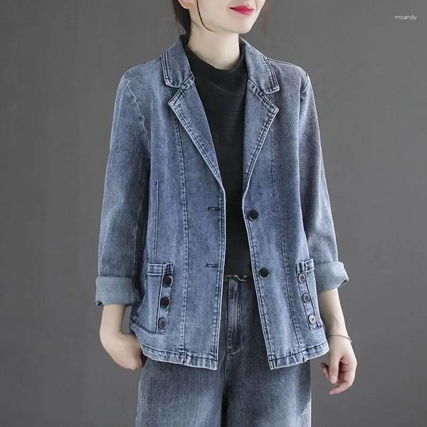 Vestes Femmes 2024 Printemps Automne Vintage Costume Femmes Jeans Veste Casual Tops Lâche Court Denim Outwear Femme Cowboy Basic Manteau