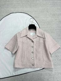 Jackets para mujeres 2024 primavera/verano naranja rosa tweed tweed gavindown collar de manga corta camiseta de camiseta cárdigan tejida