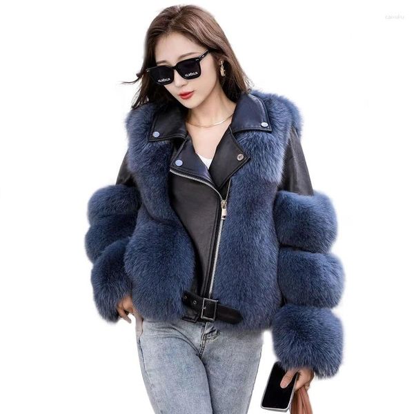 Vestes pour femmes 2024 Real Fur Coat Naturel Veste naturelle Femme Viete de haute qualité en cuir chaud d'hiver