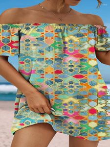 Vestes pour femmes 2024 Été 3D Imprimer de l'épaule à manches courtes en vrac Casual Robe Jupe
