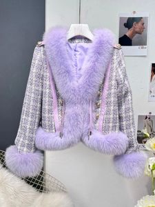 Vestes féminines 2024 Hiver Socialite Temperament Fashion Advanced Design Fur Plackeet Cuffs Keep Warh Woolen Coat