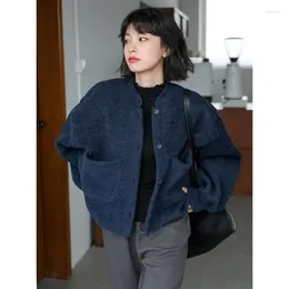Vestes Femmes 2024 Femmes Polaire Casual Mode coréenne Basic Kawaii Mignon Tops Vintage Cropped Femme Manteaux de laine Lâche All-Match