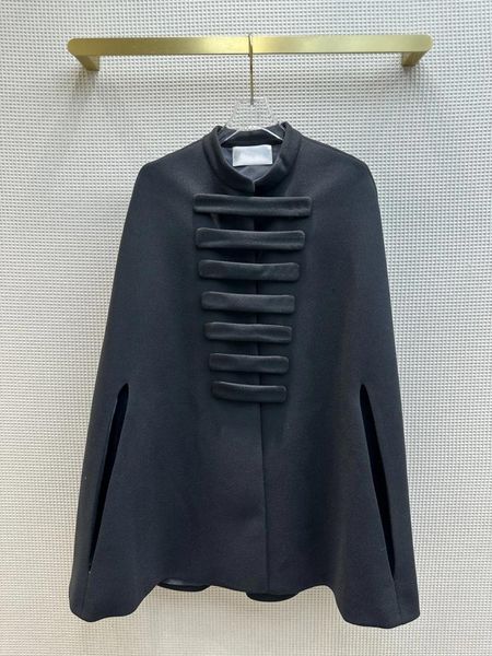 Vestes pour femmes 23 Début de l'automne Spectacle Cape noire Manteau en laine Exquise Épaule Lâche Plaque Inclusivité Super Bon