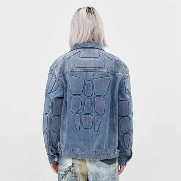 Chaquetas de mujer Armadura de cocodrilo 3D Abrigos de mezclilla lavados desgastados vintage para mujeres Hombres Goth Old Money Ropa de invierno Streetwear 2023