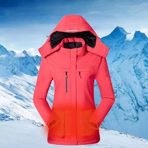 Vestes pour femmes 4 zones de chauffage manteau chauffant d'hiver avec veste chaude à 3 niveaux manteau de ski lavable (piles non incluses)