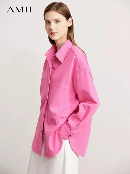 Vestes féminines amii minimalisme Jean pour femmes 2024 Coton d'automne Loose Solid Commuter Fashion Hongkong Style Coats 72240112