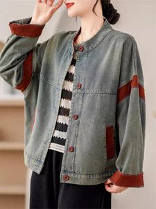 Vestes de vestes artistiques rétro artistique Jacket en jean en détresse assorti pour 2024 Jeans décontractés surdimensionnés surdimensionnés de 2024 TOP K492