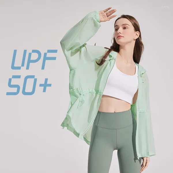 Vestes pour femmes Athletic Workout Running Track Full Zip Cropped Upf 50 Sun Protection Stand Collar Gym Shirts Moint Green Coat