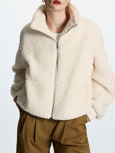 Vestes pour femmes automne et hiver 100 Polyester col montant couleur unie femmes décontracté veste à glissière manteau 230731