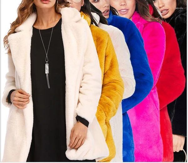 Chaquetas de mujer Otoño e Invierno 2023 abrigo de piel sintética de longitud media chaqueta de mujer de pelo suave suelto